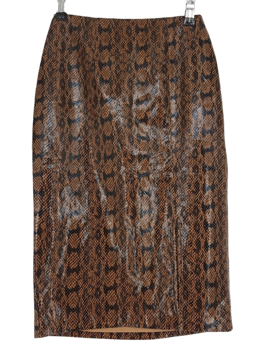 Express Dresses & Skirts - Express Straight Pencil Midi Skirt Brown Black Snakeskin Print Lined Zip 00